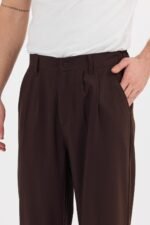 Çift Pileli Baggy Kahverengi Pantolon