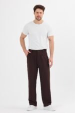 Çift Pileli Baggy Kahverengi Pantolon