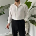 King Club Moda beyaz müslin kumaş gömlek