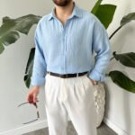 King Club Moda bebe mavisi müslin gömlek günlük kullanım