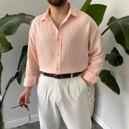 King Club Moda pembe müslin gömlek