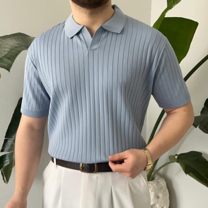 Yuksek kalite cizgili Polo yaka triko 01 2